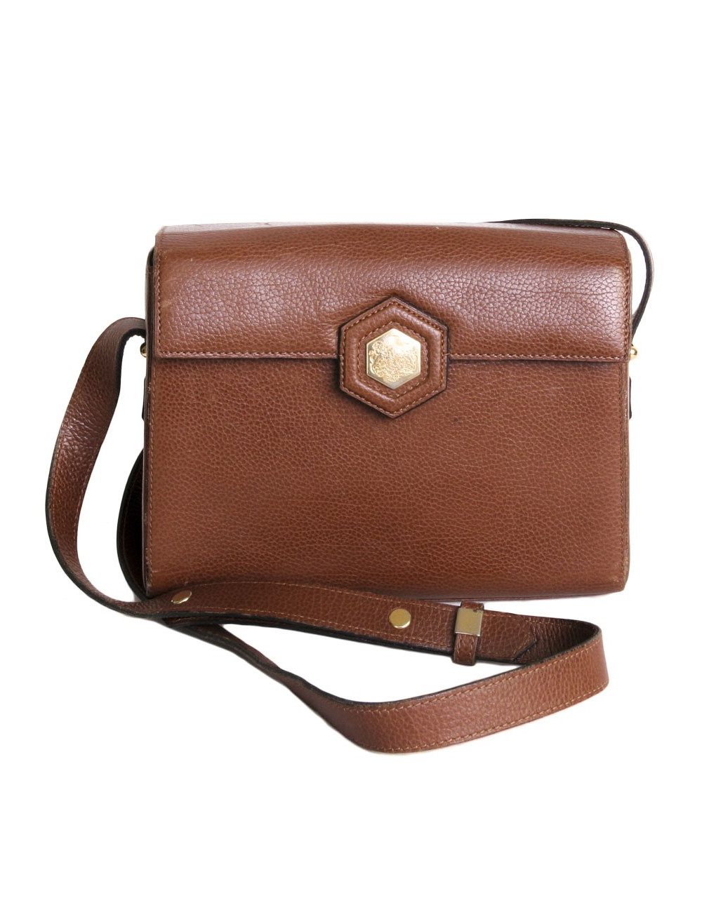 Sac besace REVILLON en cuir marron grain large