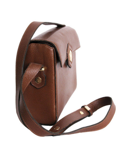 Bag besace REVILLON Brown grained leather