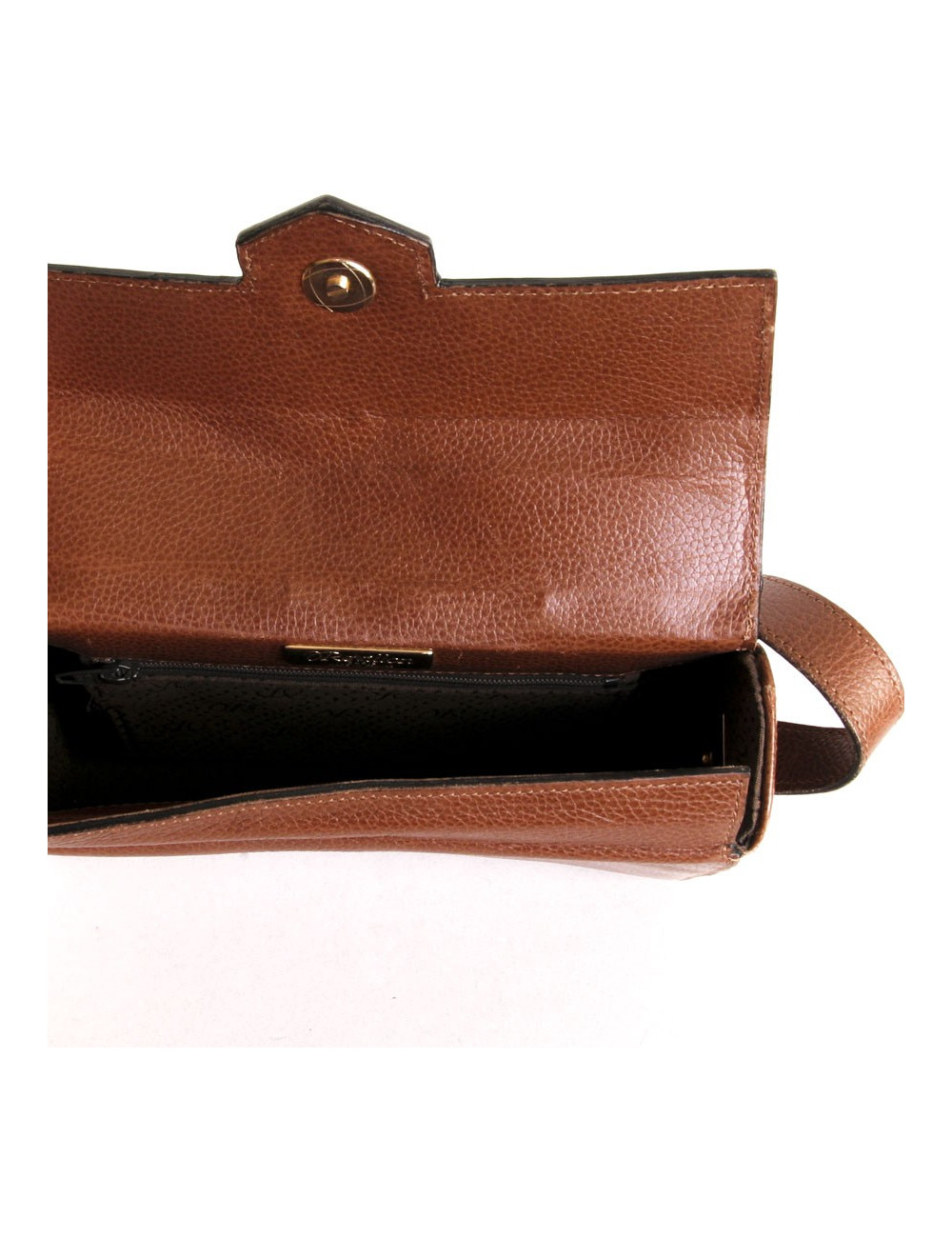 Sac besace REVILLON en cuir marron grain large