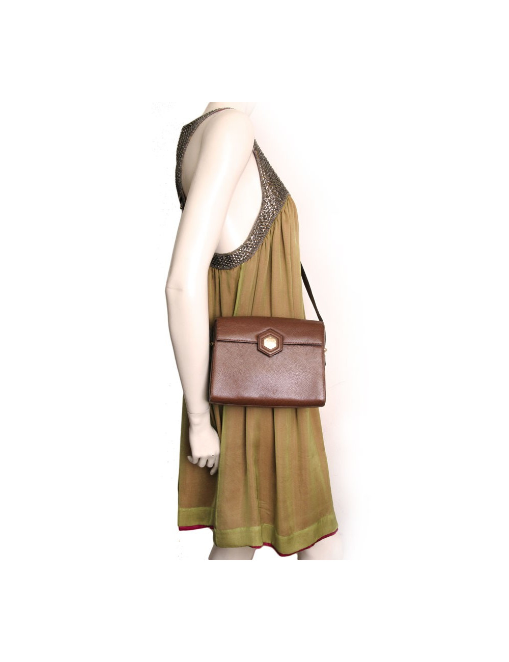 Bag besace REVILLON Brown grained leather
