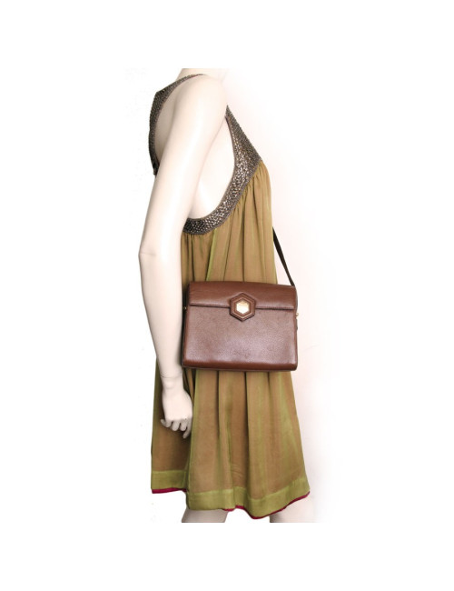 Bag besace REVILLON Brown grained leather