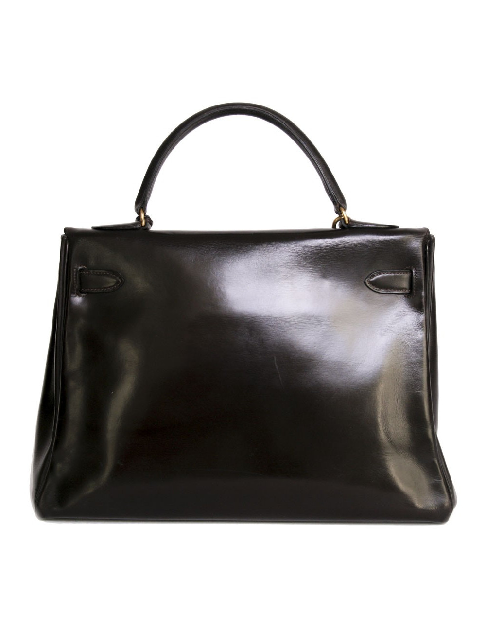 Kelly 32 box chocolate brown Vintage leather bag