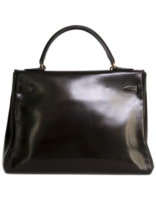 Sac Kelly 32 cuir box marron chocolat Vintage