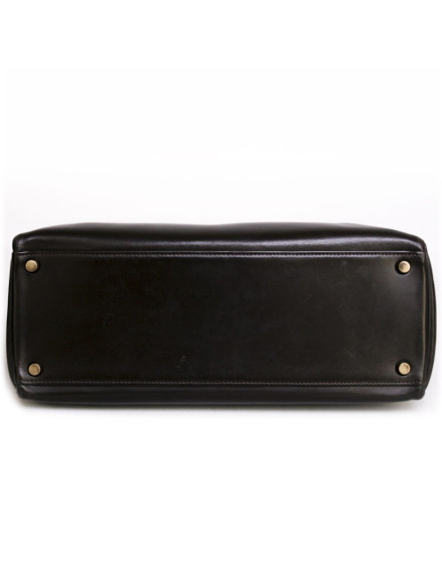 Sac Kelly 32 cuir box marron chocolat Vintage