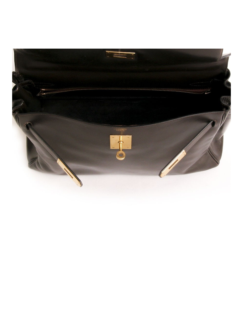 Kelly 32 box chocolate brown Vintage leather bag