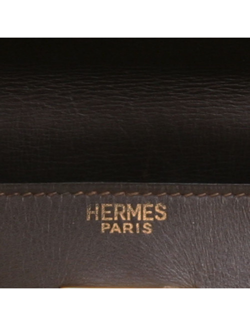 Sac Kelly 32 cuir box marron chocolat Vintage