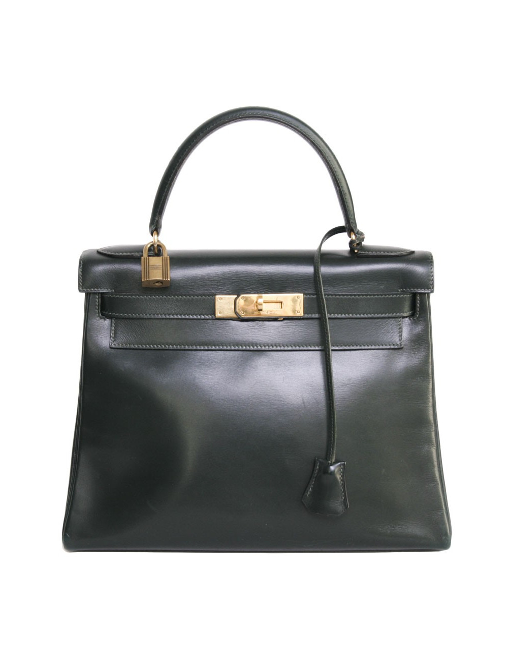 Sac Kelly 28 cuir box vert Véronèse Vintage