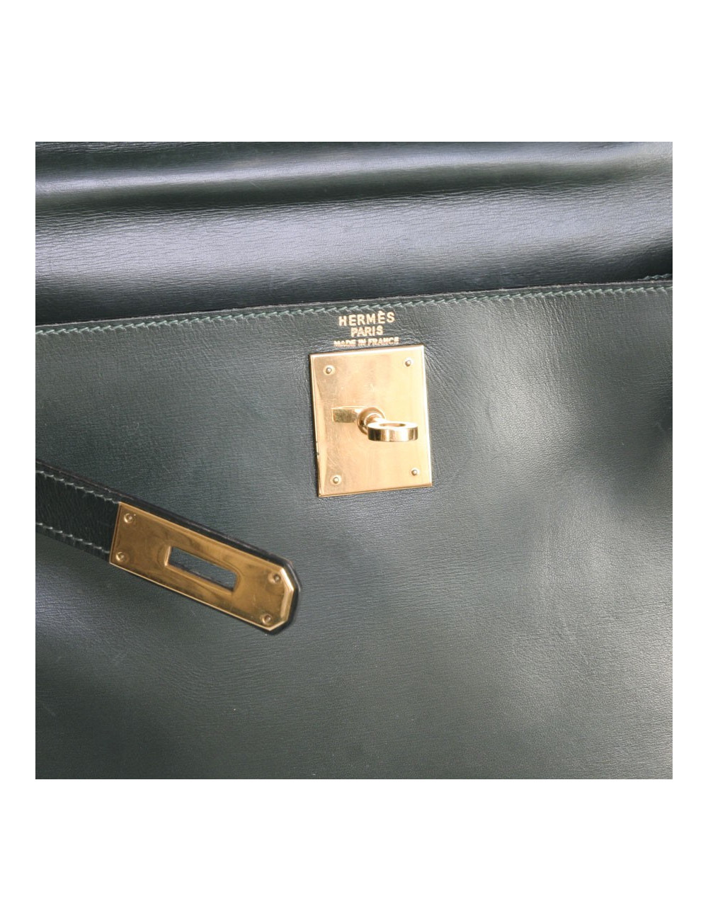 Sac Kelly 28 cuir box vert Véronèse Vintage