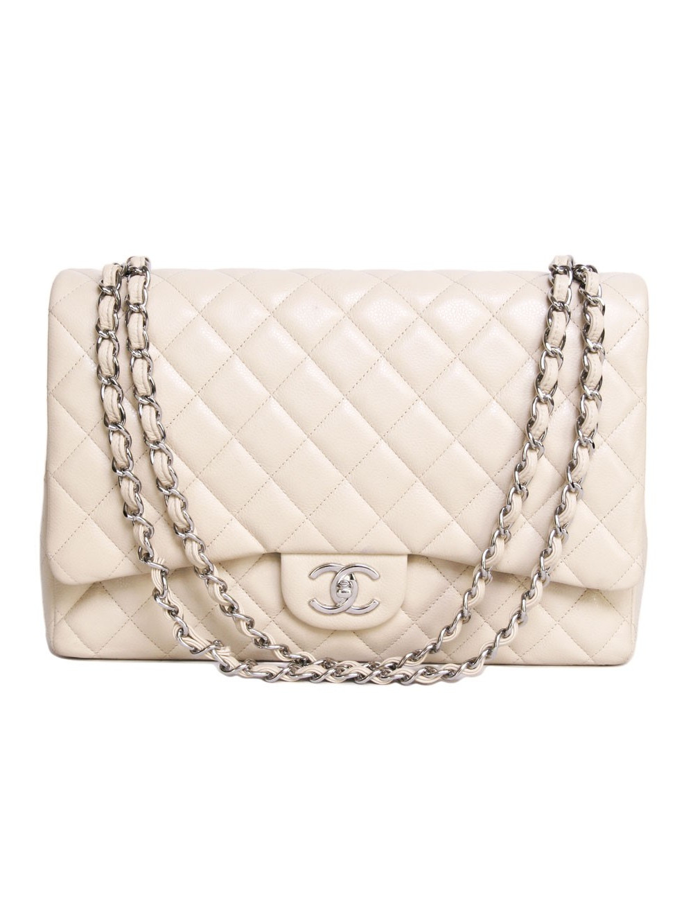 sac timeless CHANEL maxi jumbo en cuir beige