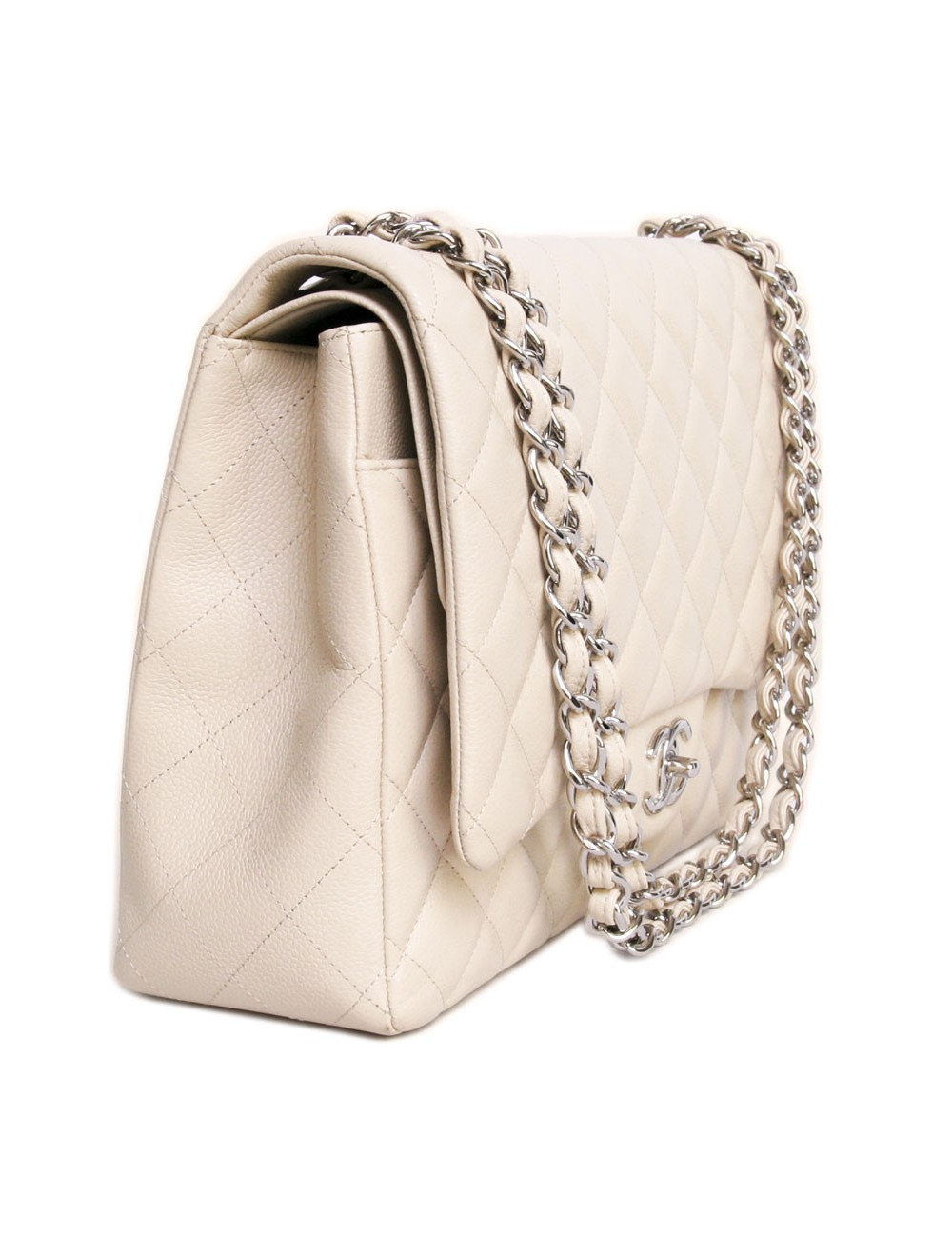 CHANEL jumbo caviar beige leather Maxi bag