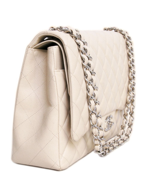 CHANEL jumbo caviar beige leather Maxi bag