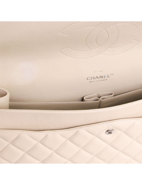 CHANEL jumbo caviar beige leather Maxi bag