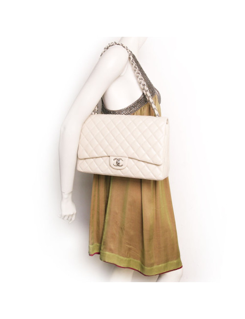 CHANEL jumbo caviar beige leather Maxi bag