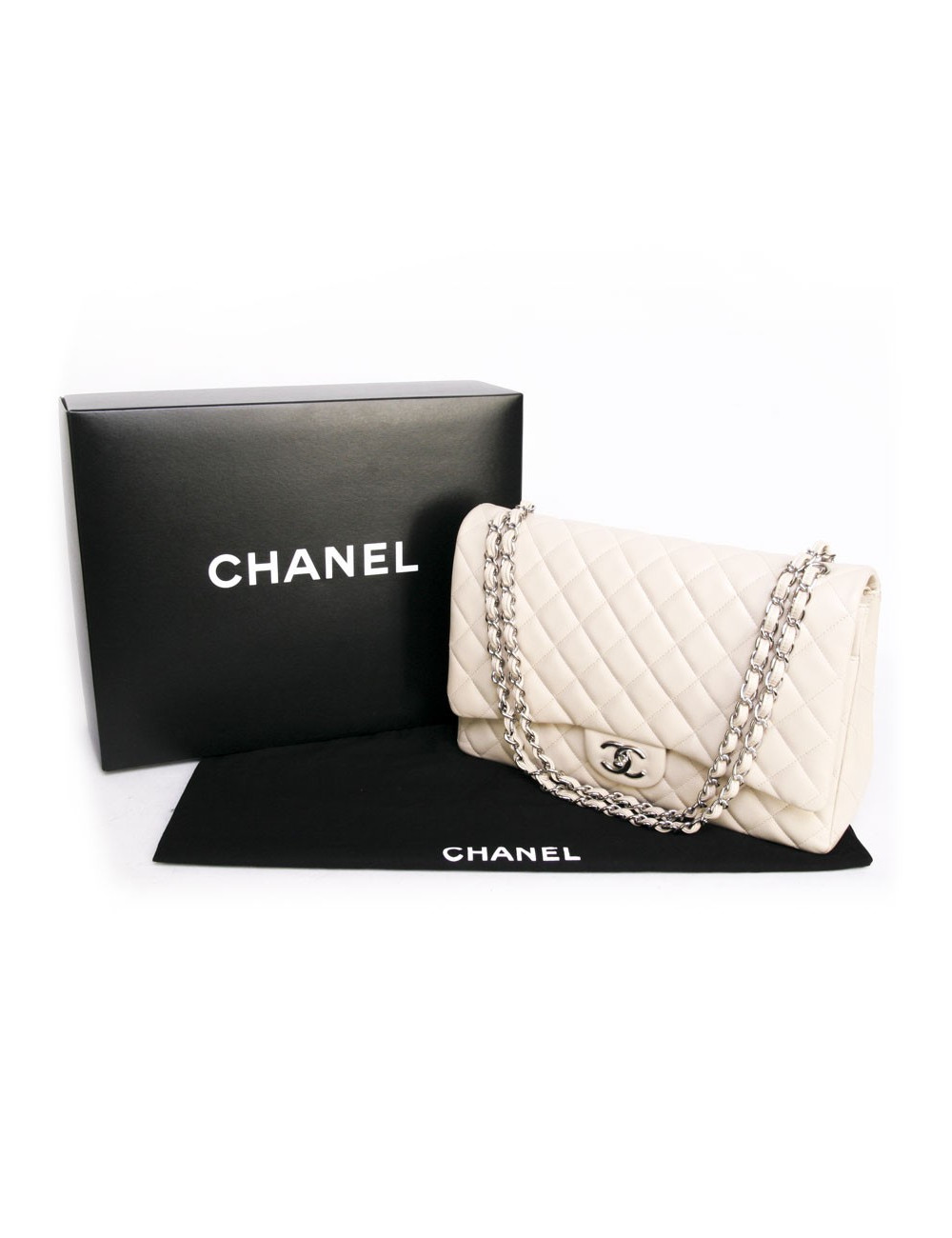 sac timeless CHANEL maxi jumbo en cuir beige