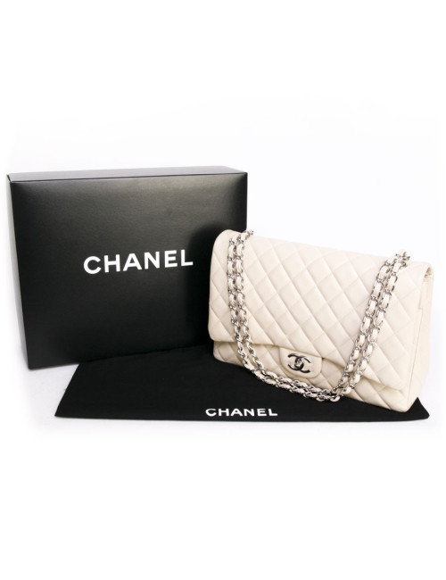 CHANEL jumbo caviar beige leather Maxi bag
