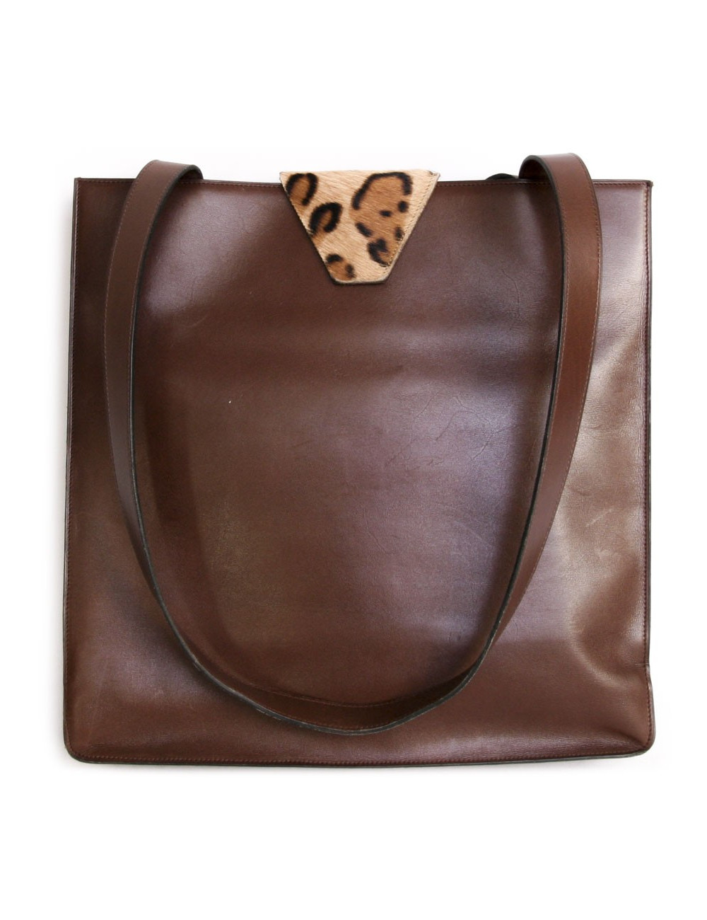 Sac CHRISTIAN DIOR en cuir et peau façon léopard