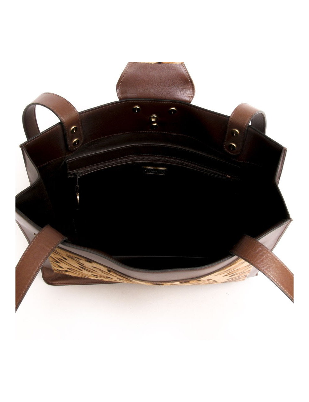 Sac CHRISTIAN DIOR en cuir et peau façon léopard