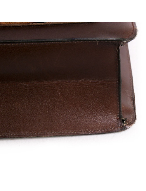 CHRISTIAN DIOR bag in brown box leather and leopard pattern skin