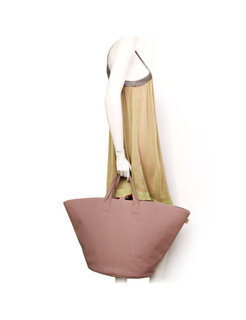HERMES large tote bag in brown canvas