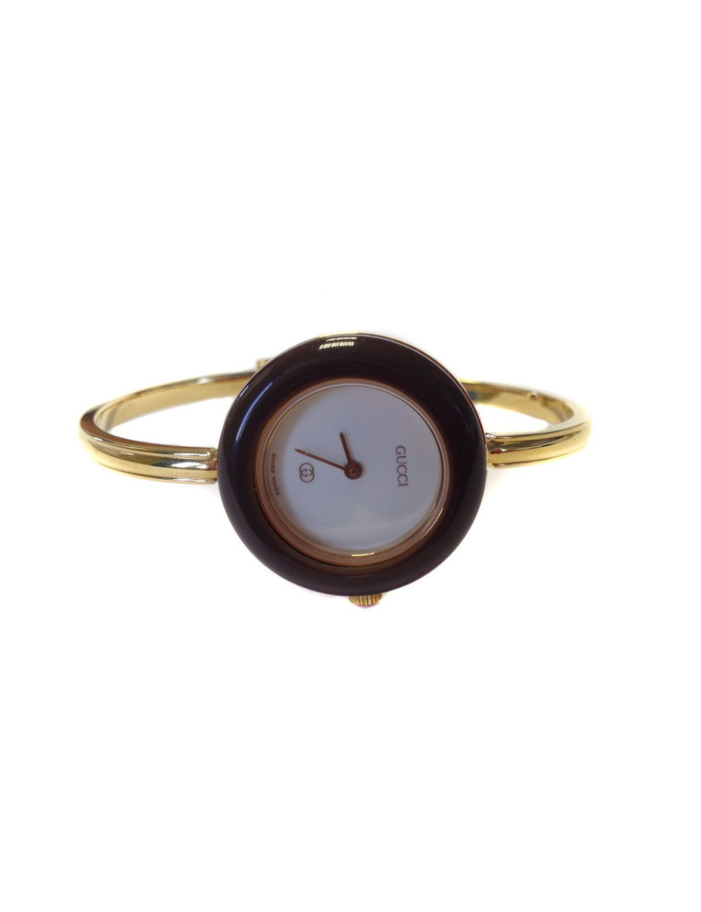 montre GUCCI "timepieces" bracelet doré cadran modifiable plastifié