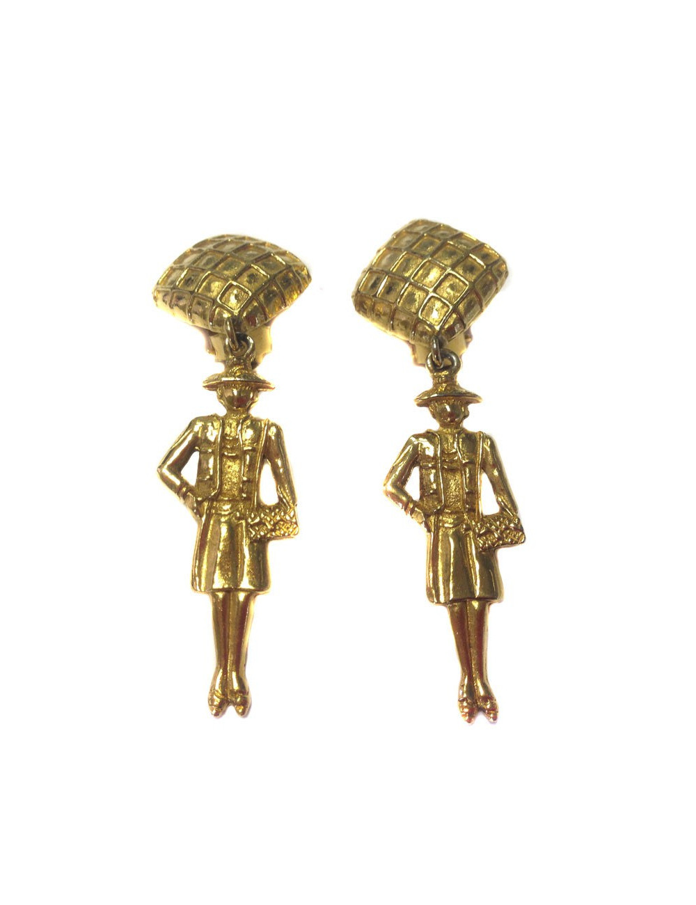 Clips d'oreille pendants CHANEL Couture 