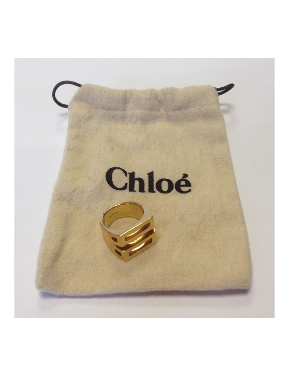 CHLOE ring size 56.5 Golden brass
