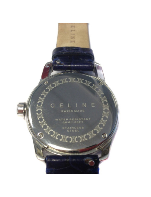 Watch CELINE in steel and bracelet ocean blue croco