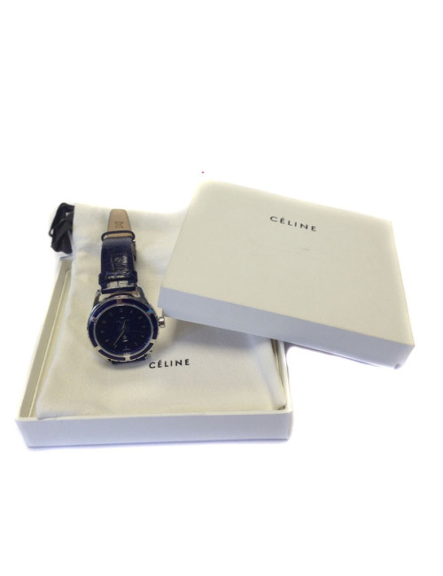 Watch CELINE in steel and bracelet ocean blue croco