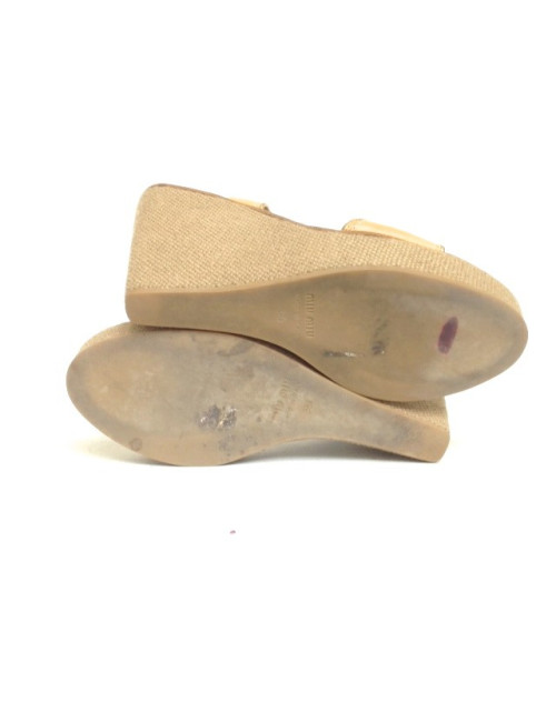Sandales compensées MIU MIU t. 38.5 en cuir et corde tressée