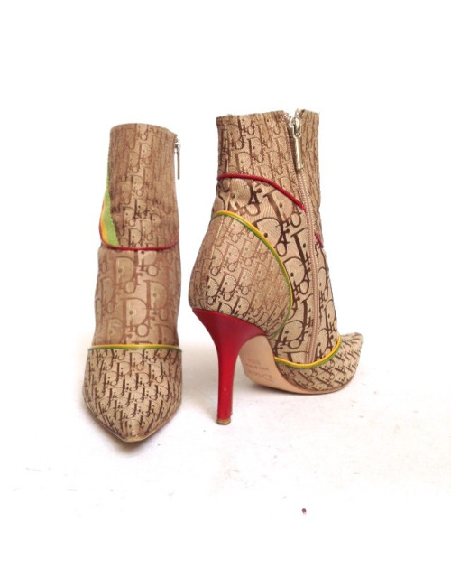 Bottines à talons DIOR t 38.5 en toile monogrammée et cuir