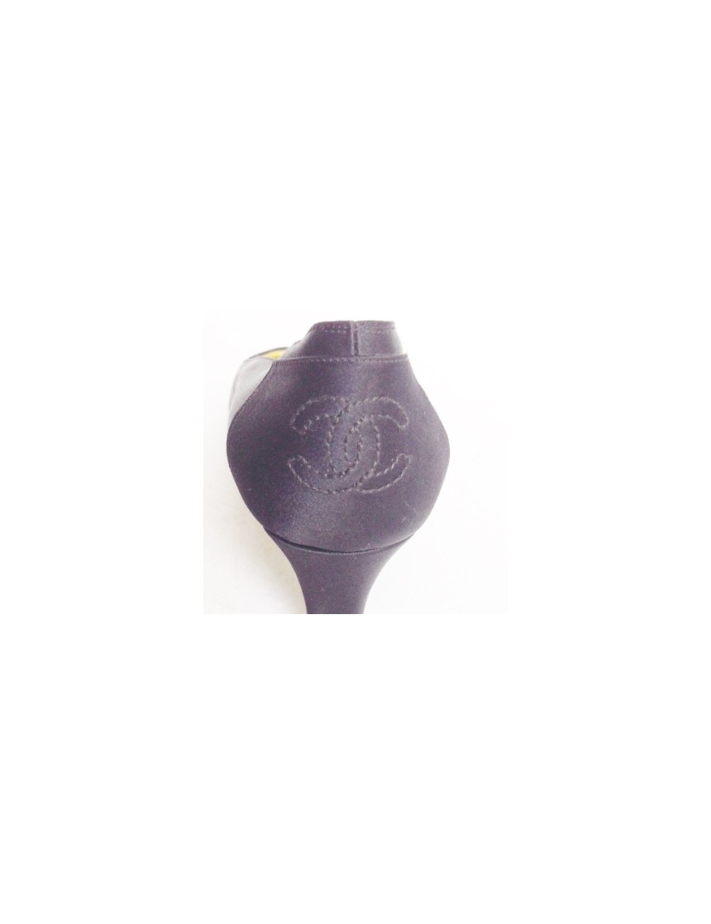 Escarpins couture CHANEL T37.5 en satin de chaine  noirs