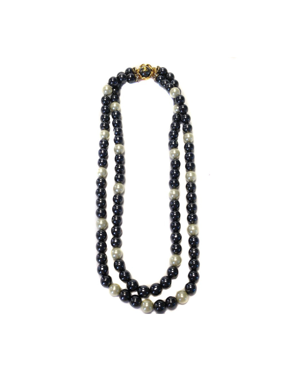 Collier Couture CHANEL double rangs perles 