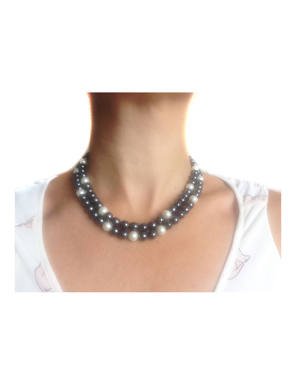 Collier Couture CHANEL double rangs perles 