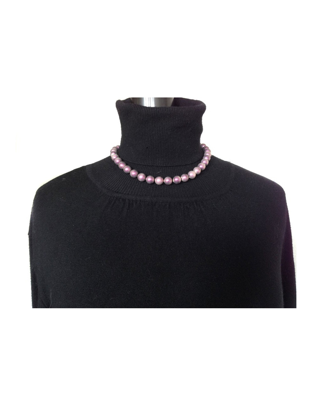 CHANEL Vintage necklace purple Pearly beads