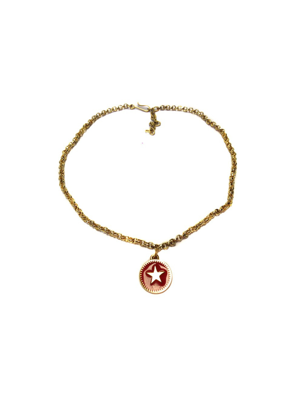 Collier Chanel chaine en maille dorée et médaillon motif étoile