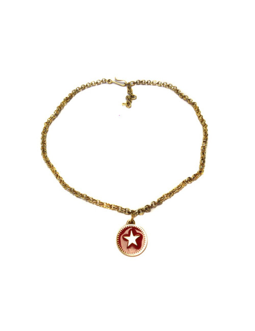 Collier Chanel chaine en maille dorée et médaillon motif étoile