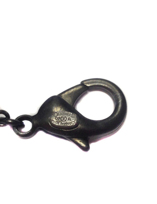 Long sautoir CHANEL en perles  velours , acier et noires