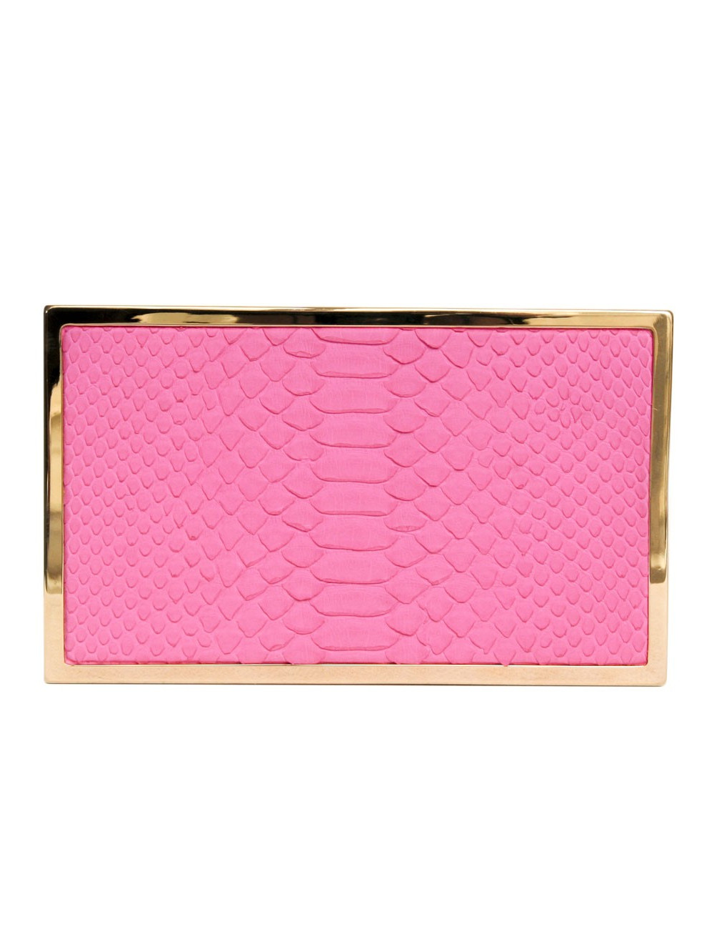 Sac clutch en métal VICTORIA BECKHAM en python fushia et laiton doré