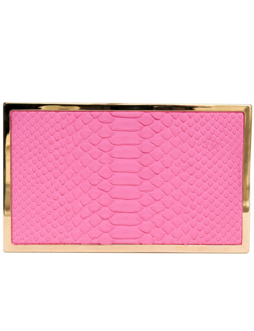 Sac clutch en métal VICTORIA BECKHAM en python fushia et laiton doré