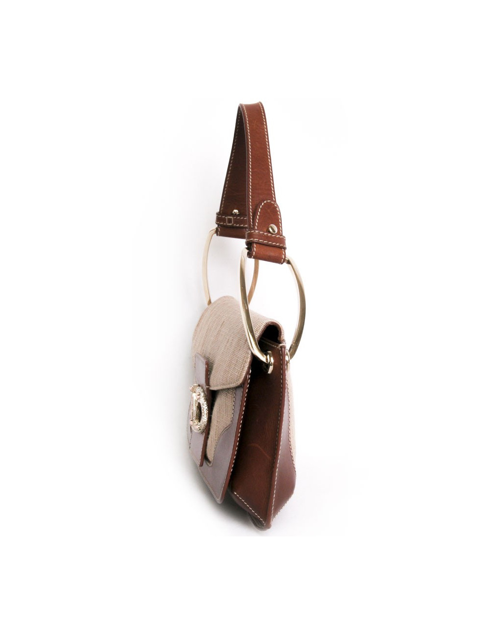 Sac Valentino en cuir marron et toile