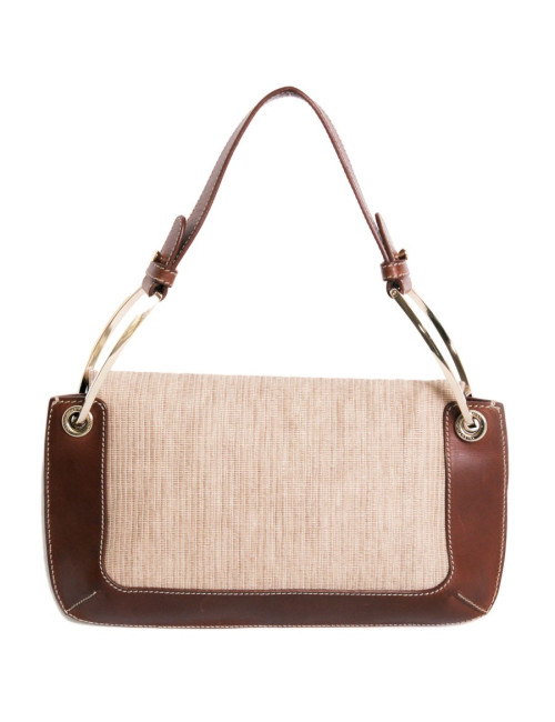 Valentino bag in brown leather and fiber abaca
