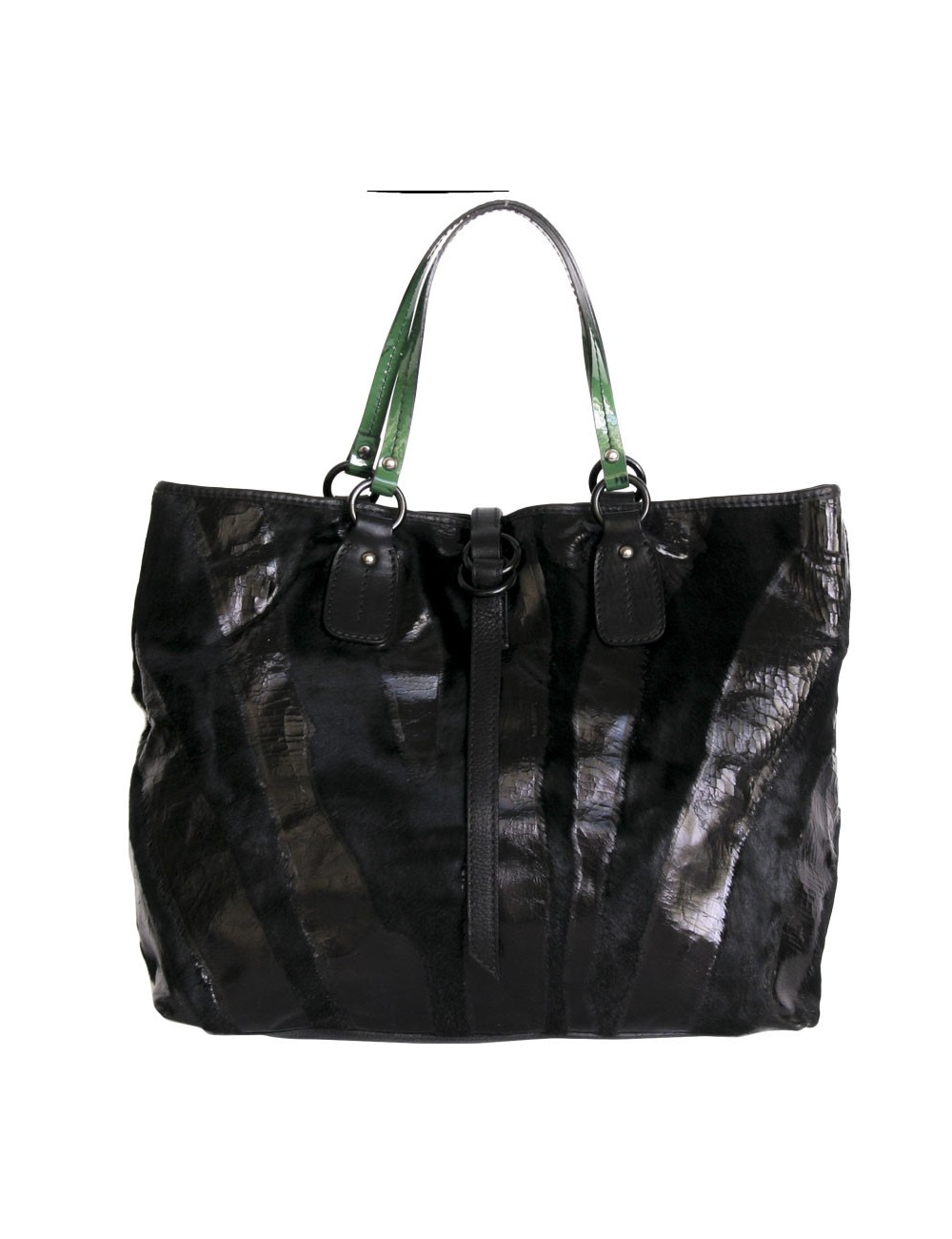 Sac cabas VALENTINO poulain  et verni noir