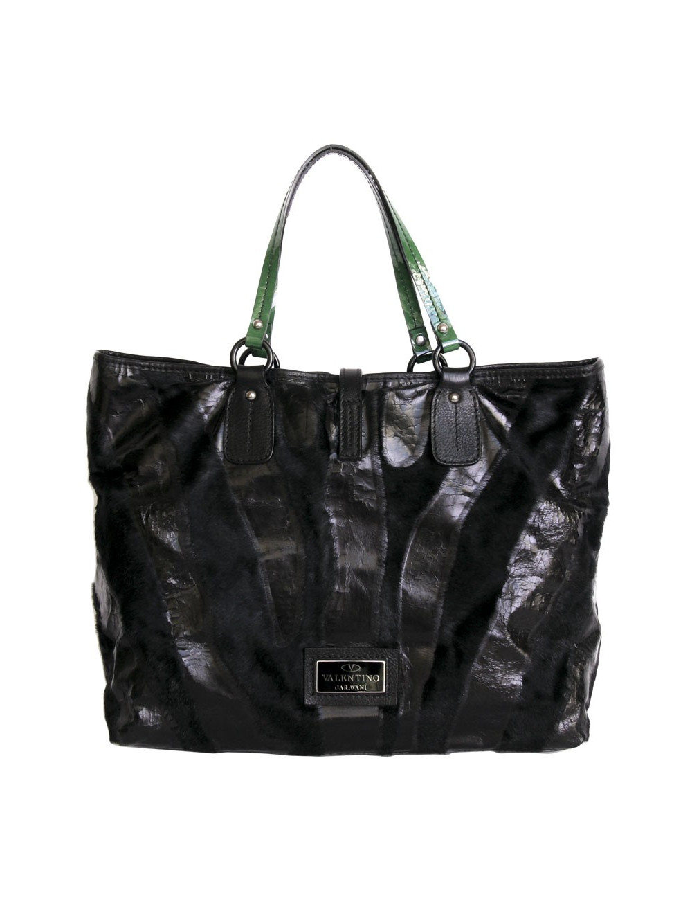 Sac cabas VALENTINO poulain  et verni noir
