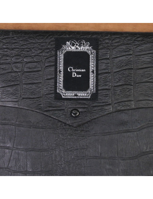 Porte-documents CHRISTIAN DIOR cuir façon croco noir