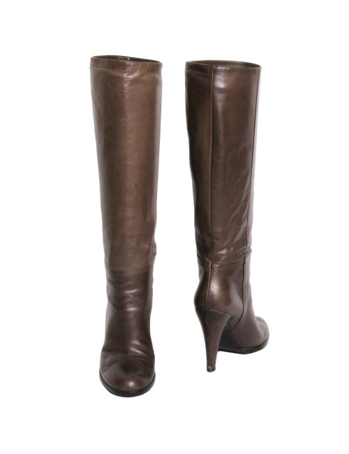 Bottines à talons Gucci T 38 en cuir marron