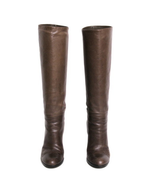 Bottines à talons Gucci T 38 en cuir marron