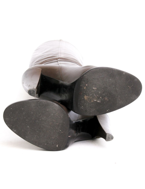 Bottines à talons Gucci T 38 en cuir marron