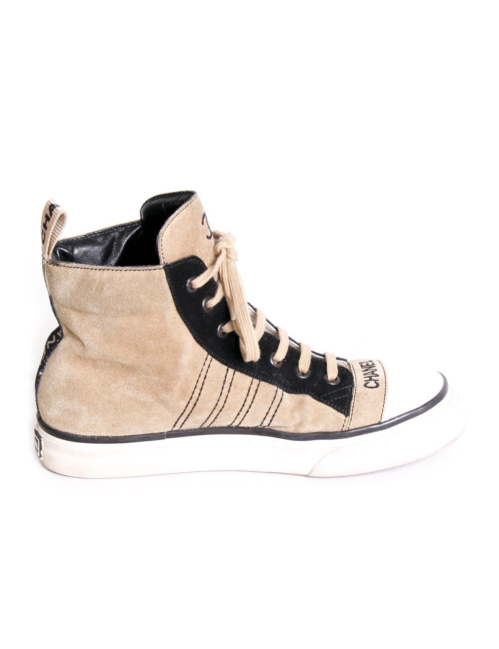 CHANEL T 37 ochre and Black Suede sneakers