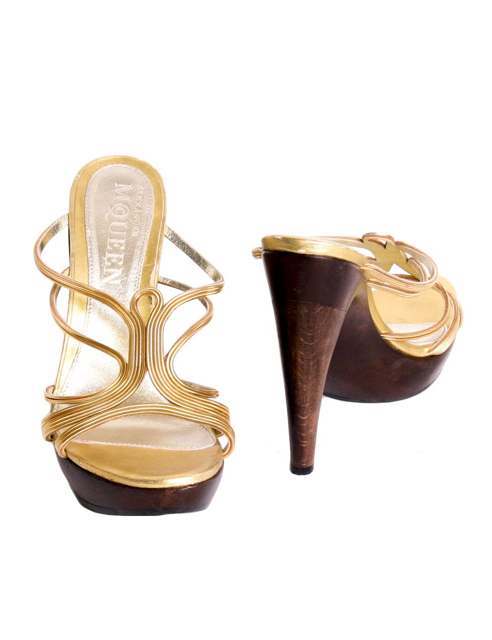 Sandales ALEXANDER MCQUEEN T 36 en cuir doré