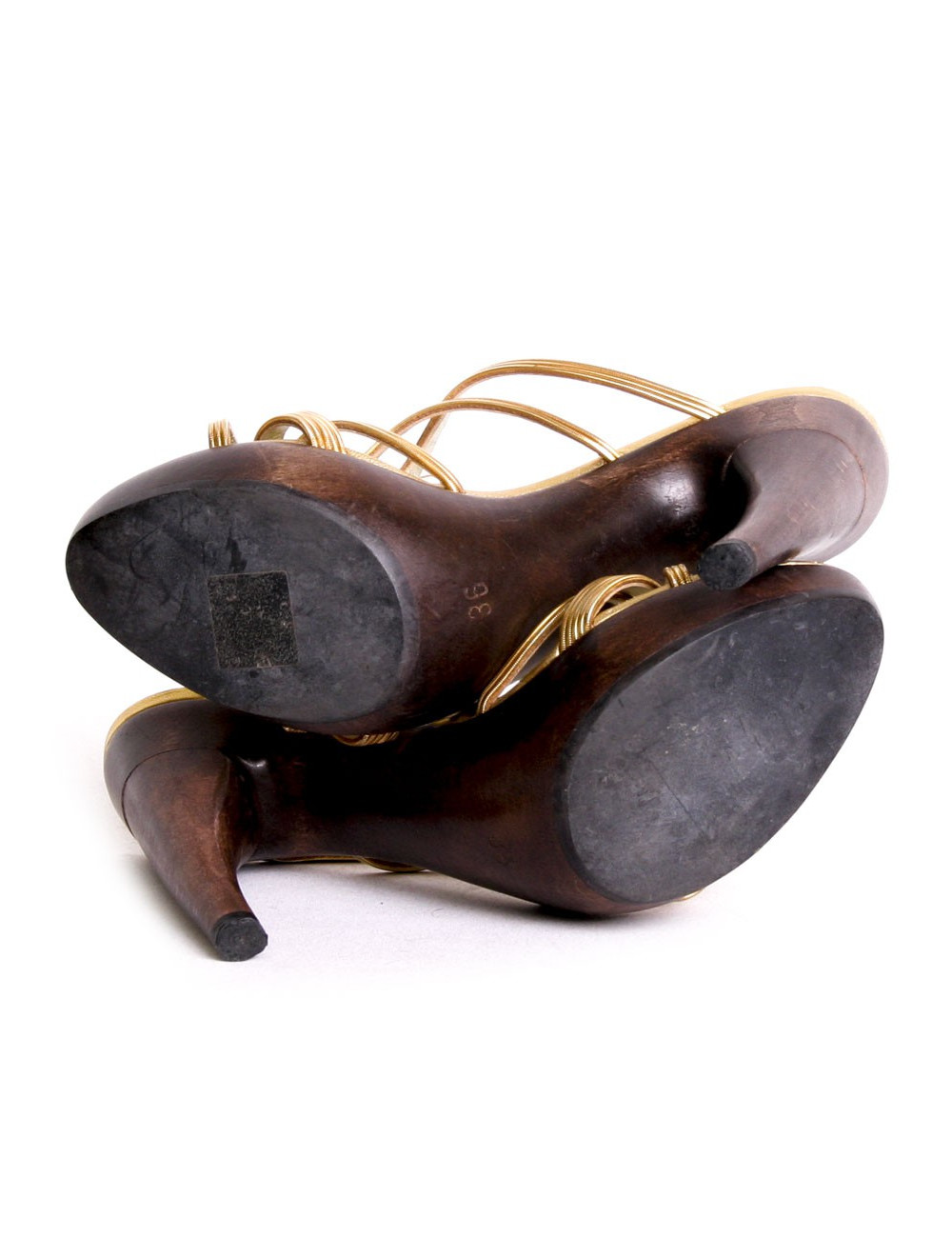 Sandales ALEXANDER MCQUEEN T 36 en cuir doré